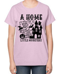 a home of a were wolf witch and their little monsters 53# - witch-  Ladies T-Shirt
