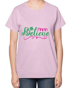 believe 50# - unicorn-  Ladies T-Shirt
