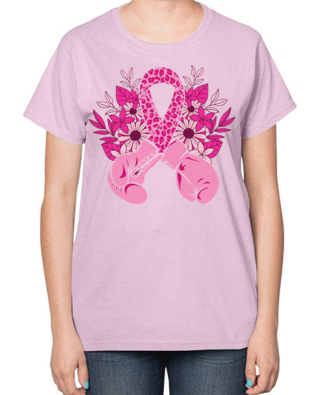 boxing gloves breast cancer - breast cancer-  Ladies T-Shirt