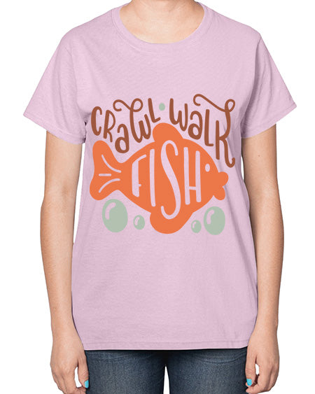 crawl walk fish 63# - shark-fish-  Ladies T-Shirt