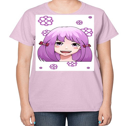 cute ponytails purple hair girl 63# - anime-  Ladies T-Shirt