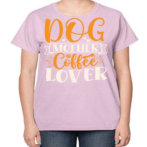 dog mother coffee lover 87# - dogs-  Ladies T-Shirt