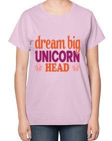 dream big unicorn head 108# - unicorn-  Ladies T-Shirt
