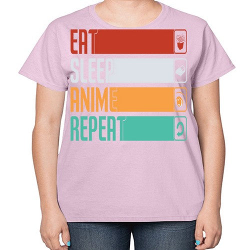 eat sleep anime repeat225# - anime-  Ladies T-Shirt
