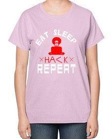 eat sleep hack repeat 48# - computer-  Ladies T-Shirt