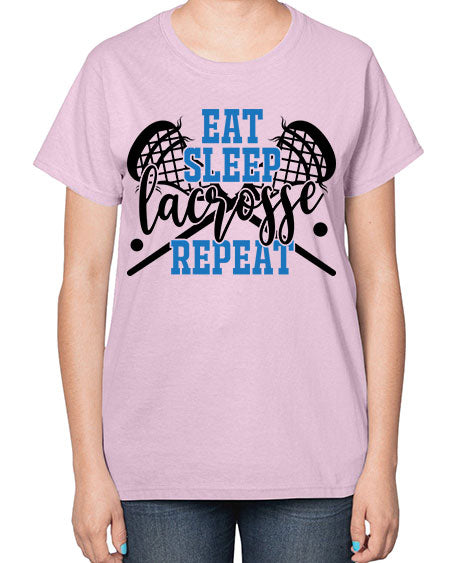 eat sleep lacrosse repeat 15# - lacrosse-  Ladies T-Shirt