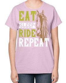eat sleep ride repeat Style 7# - horse-  Ladies T-Shirt