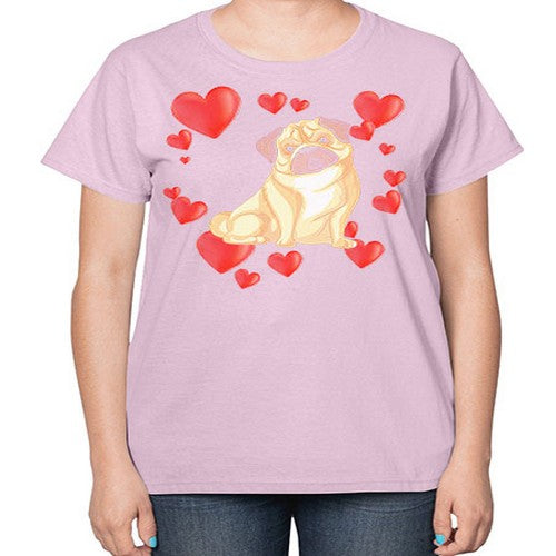funny cute pug dog shirt 143# - dogs-  Ladies T-Shirt