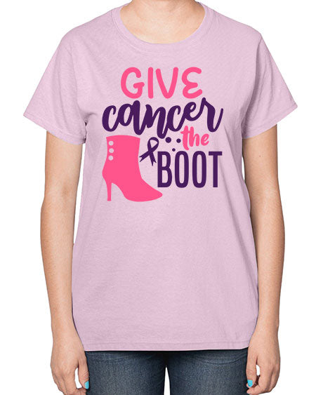 give cancer the boot Style 11# - breast cancer-  Ladies T-Shirt