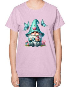 gnome with butterfly 14# - gnome-  Ladies T-Shirt