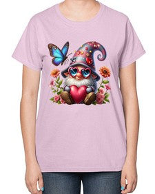gnome with butterfly 17# - gnome-  Ladies T-Shirt