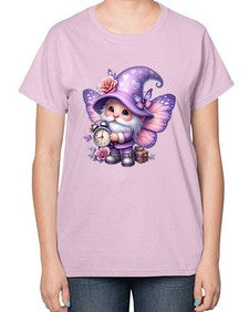 gnome with butterfly 18# - gnome-  Ladies T-Shirt