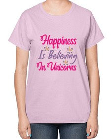 happiness is believing in unicorns 154# - unicorn-  Ladies T-Shirt