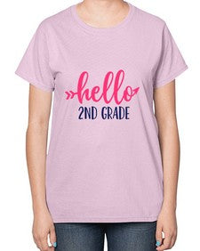 hello second grade 323# - second grade-  Ladies T-Shirt
