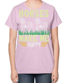 horses make me happy Style 40# - horse-  Ladies T-Shirt