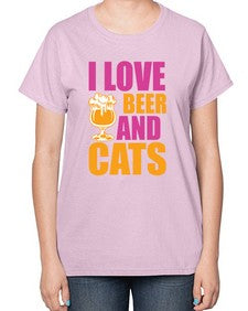 i love beer and cats 1138# - beer-  Ladies T-Shirt
