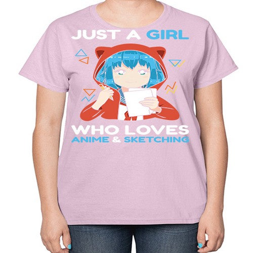 just a girl who loves anime and sketching259# - anime-  Ladies T-Shirt