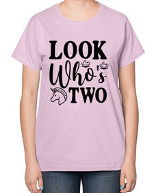 look whos two 267# - unicorn-  Ladies T-Shirt
