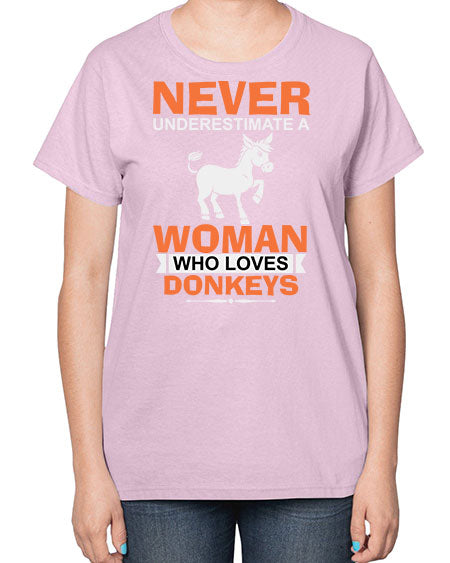never underestimate a woman who loves donkeys Style 1# - donkey-  Ladies T-Shirt