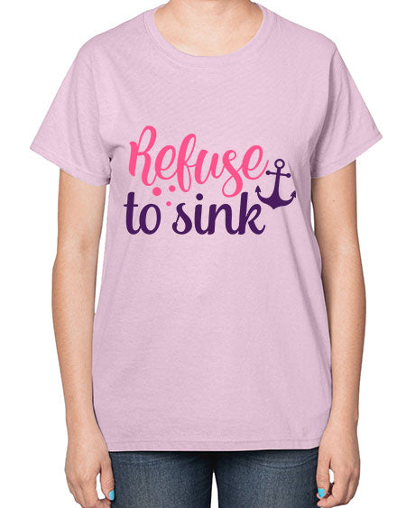 refuse to sink Style 4# - breast cancer-  Ladies T-Shirt