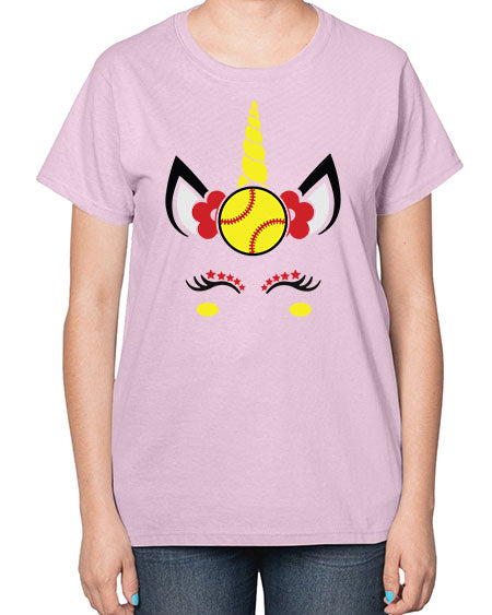 softball unicorn 399# - softball-  Ladies T-Shirt