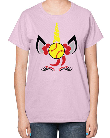 softball unicorn 401# - softball-  Ladies T-Shirt