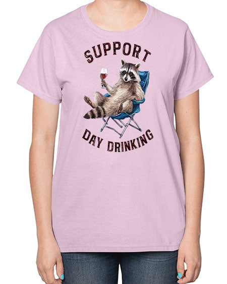 support day drinking 67# - raccoon-  Ladies T-Shirt