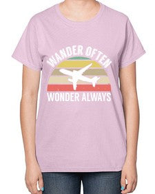 wander often wonder always  47# - airplane-  Ladies T-Shirt