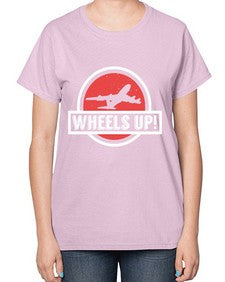 wheels up  50# - airplane-  Ladies T-Shirt
