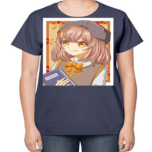 A beautiful girl wearing uniform with book 93# - anime-  Ladies T-Shirt