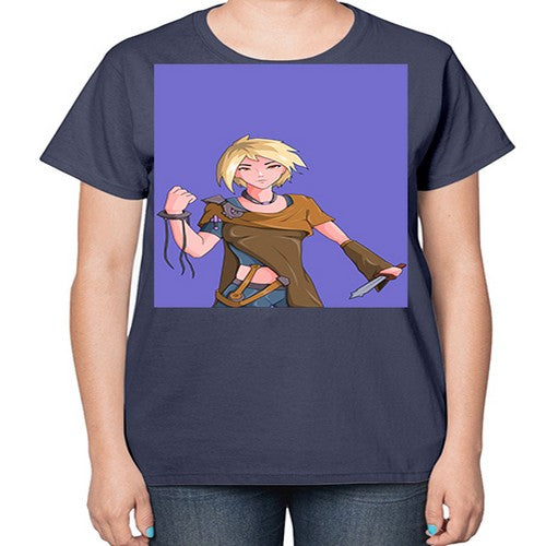 Girl hold knife 12# - anime-  Ladies T-Shirt