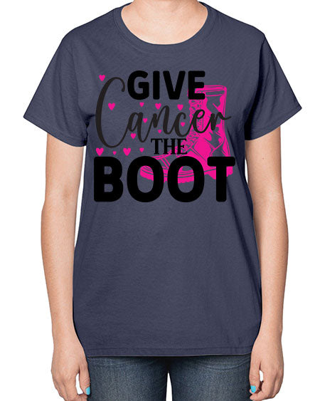 Give Cancer the Boot 24# - breast cancer-  Ladies T-Shirt