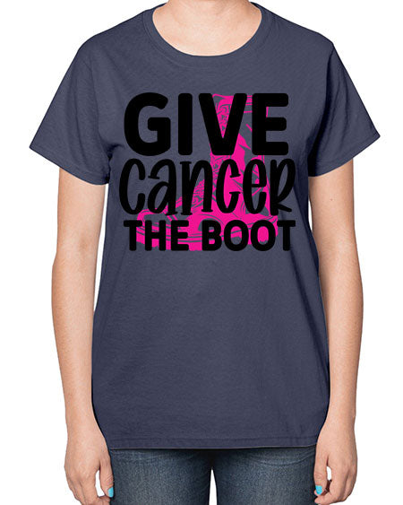 Give Cancer the Boot 25# - breast cancer-  Ladies T-Shirt