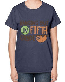 Hanging Out in Fifth 232# - fifth grade-  Ladies T-Shirt