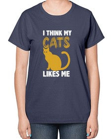 I Think My Cats - cats-  Ladies T-Shirt