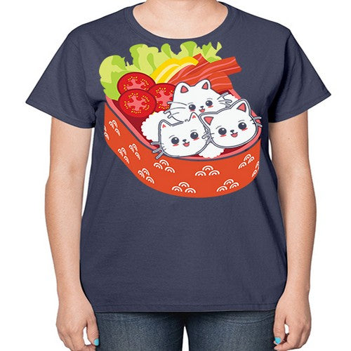 Kawaii Cat Boxed Lunch Anime Anime 266# - anime-  Ladies T-Shirt