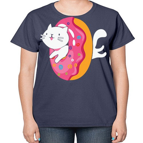 Kawaii Cat Donut Anime Lover Anime 267# - anime-  Ladies T-Shirt