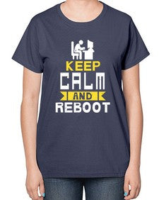 Keep Calm and reboot 27# - computer-  Ladies T-Shirt