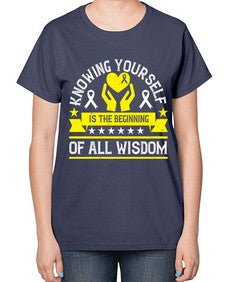 Knowing yourself is the beginning of all wisdom Style 38# - Self awareness-  Ladies T-Shirt