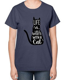 Life Is Better With A Cat Style 98# - cats-  Ladies T-Shirt