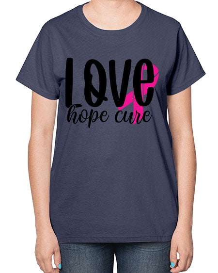 Love Hope Cure 13# - breast cancer-  Ladies T-Shirt
