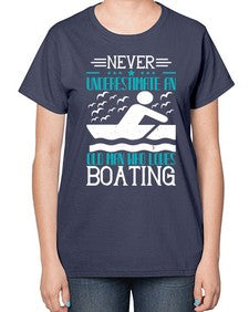 Never underestimate an old man who loves Boating 31# - boats-  Ladies T-Shirt