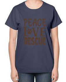 Peace Love Rescue Style 23# - cats-  Ladies T-Shirt