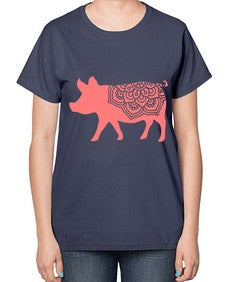 PigMandala 985# - mandala-  Ladies T-Shirt
