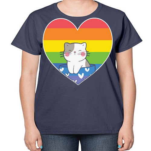 Pride Cat LGBT Kawaii Cats Anime 276# - anime-  Ladies T-Shirt
