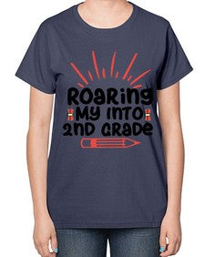 Roaring My Into second Grade 762# - second grade-  Ladies T-Shirt