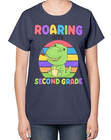 Roaring to second Grade Trex 772# - second grade-  Ladies T-Shirt