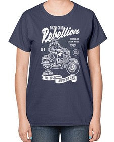 Skull Motorbiker 1059# - skull and bones-  Ladies T-Shirt
