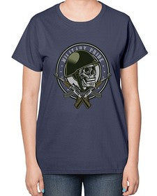 Skull Soldier 1066# - skull and bones-  Ladies T-Shirt