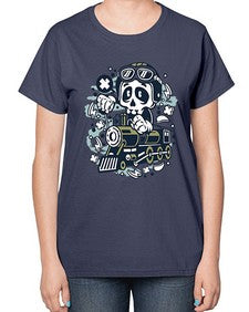 Skull Train 1067# - skull and bones-  Ladies T-Shirt